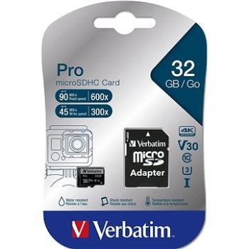 Verbatim MicroSDHC 32 GB Pro + SD adaptér (47041)