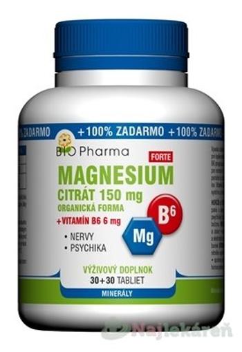 BIO Pharma Magnesium citrát 150 mg + Vitamín B6 60 tabliet