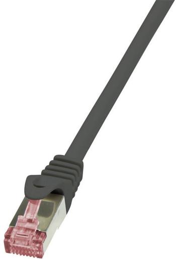 LogiLink CQ2023S RJ45 sieťové káble, prepojovacie káble CAT 6 S/FTP 0.50 m čierna samozhášavý, s ochranou 1 ks