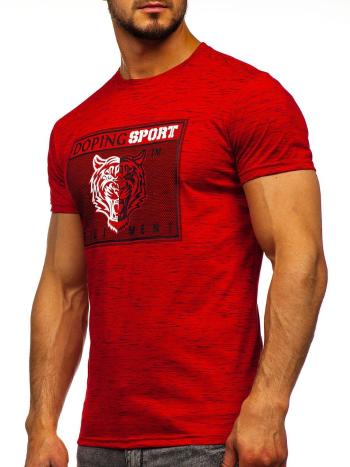 Červené pánske tričko s potlačou Bolf SS11130
