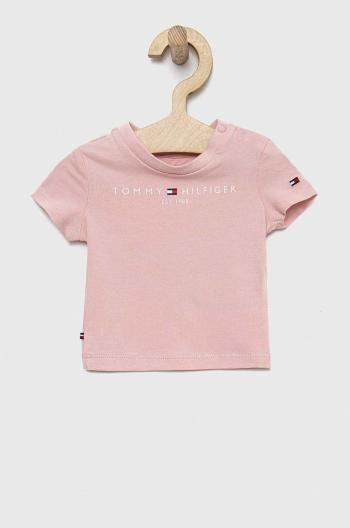 Tričko pre bábätko Tommy Hilfiger ružová farba, s potlačou