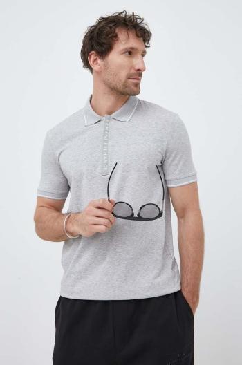 Polo tričko Armani Exchange pánske, šedá farba, s potlačou