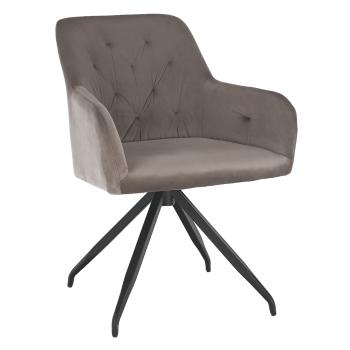 Otočná stolička, sivohnedá Taupe Velvet látka/čierna, VELEZA P1, poškodený tovar
