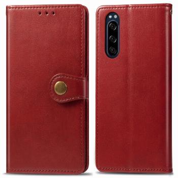 LEATHER BUCKLE Peňaženkový obal Sony Xperia 5 červený