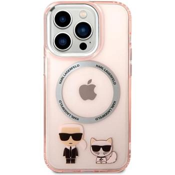 Karl Lagerfeld MagSafe Kompatibilný Kryt Karl and Choupette pre iPhone 14 Pro Pink (KLHMP14LHKCP)