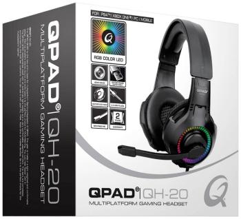 QPAD QH20 herný headset jack 3,5 mm, s USB káblový cez uši čierna, RGB stereo