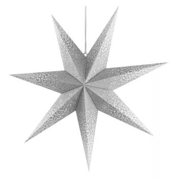EMOS Vianočná papierová hviezda bielo-strieborná závesná 60cm DCAZ08