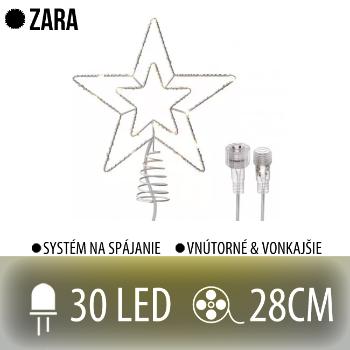 ZARA spojovateľná LED vianočná hviezda vonkajšia - 30LED - 28CM Teplá biela