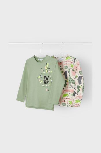 Detská bavlnená košeľa s dlhým rukávom Mayoral (2-pak) zelená farba,