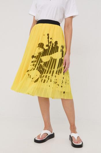 Sukňa Karl Lagerfeld žltá farba, midi, áčkový strih