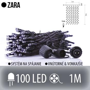 ZARA spojovateľný LED svetelný záves vonkajší - 100LED - 1M Studená biela