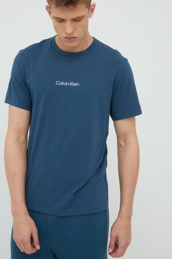 Pyžamové tričko Calvin Klein Underwear tyrkysová farba, s potlačou
