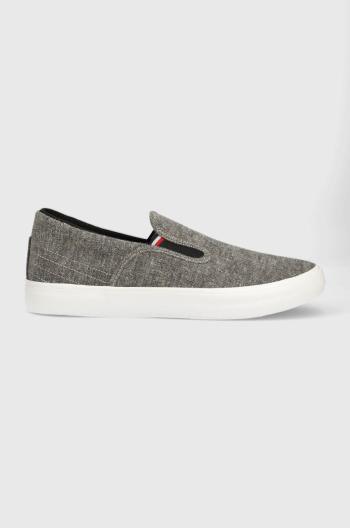 Tenisky Tommy Hilfiger TH HI VULC CORE LOW SLIP ON pánske, hnedá farba