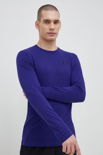 Tričko s dlhým rukávom Under Armour pánske, fialová farba, s potlačou