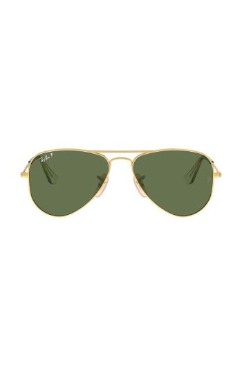 Detské slnečné okuliare Ray-Ban Junior Aviator zelená farba, 0RJ9506S-Polarized