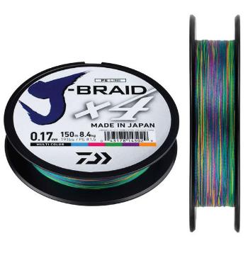 Daiwa splietaná šnúra j-braid multi color 300 m-priemer 0,51 mm / nosnoť 56 kg