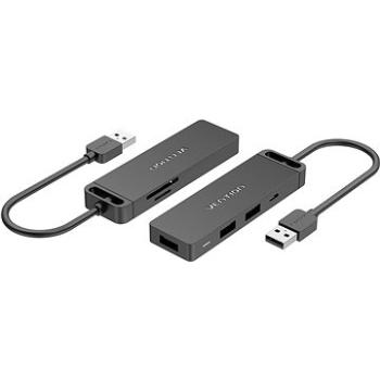 Vention USB 2.0 to 3× USB/TF/SD/Micro USB-B HUB 0,15 m Black ABS Type (CHUBB)