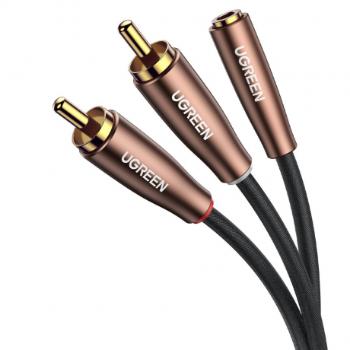 Ugreen AV198 audio kábel 3.5 mm jack / 2x RCA F/M 1m, hnedý (AV198 50130)