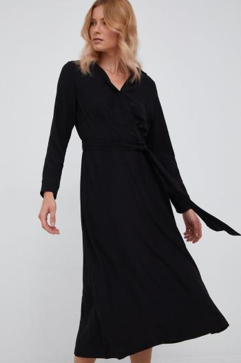 Šaty Lauren Ralph Lauren čierna farba, midi, áčkový strih