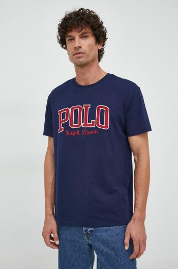 Bavlnené tričko Polo Ralph Lauren tmavomodrá farba, s nášivkou