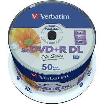 VERBATIM DVD+R DL 8.5 GB, 8×, printable, spindle 50 ks (97693)