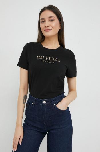 Bavlnené tričko Tommy Hilfiger čierna farba