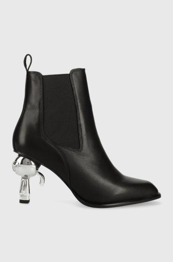 Kožené topánky chelsea Karl Lagerfeld IKON HEEL dámske, čierna farba, na podpätku, KL39060