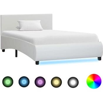 Rám postele s LED svetlom biely umelá koža 90 × 200 cm (285486)