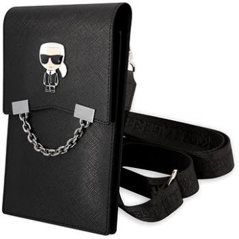 Karl Lagerfeld Saffiano Metal Ikonik Wallet Phone Bag Black (KLWBSAIPCK)