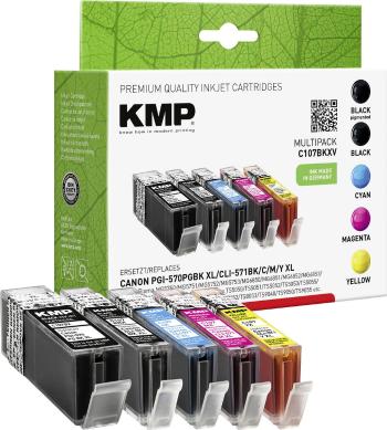 KMP Ink náhradný Canon PGI-570 XL, CLI-571 XL kompatibilná kombinované balenie čierna, foto čierna, zelenomodrá, purpuro