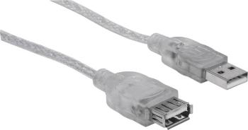 Manhattan #####USB-Kabel USB 2.0 #####USB-A Stecker, #####USB-A Buchse 4.50 m strieborná