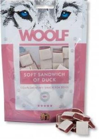 Maškrta Woolf mäkký sendvič z kačacieho mäsa pre psy 100g