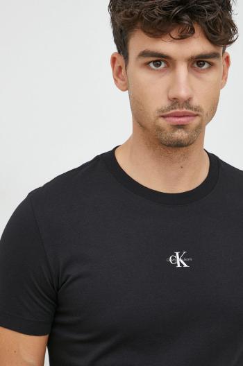 Bavlnené tričko Calvin Klein Jeans čierna farba, jednofarebné