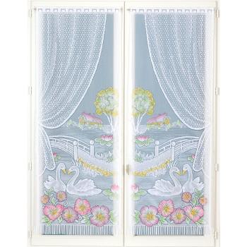 Blancheporte Rovná vitrážová záclona s motívom labutí, pár farebný potlač 60x220cm