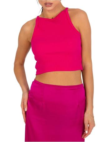 Fuchsiový rebrovaný crop top margo vel. M