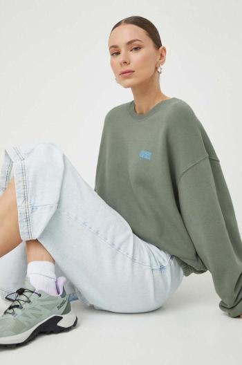 Mikina American Vintage  SWEAT ML COL ROND dámska, zelená farba, jednofarebná, IZU03AE24