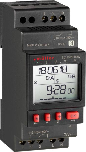 Müller SC 18.20 easy 24V ACDC časovač na DIN lištu digitálny 24 V/DC, 24 V/AC 16 A/250 V