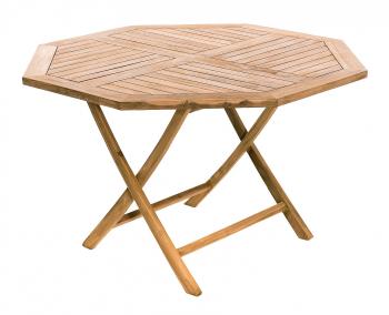 DEOKORK Záhradný skládací stôl osemuholník HAGEN ⌀ 120 cm (teak)