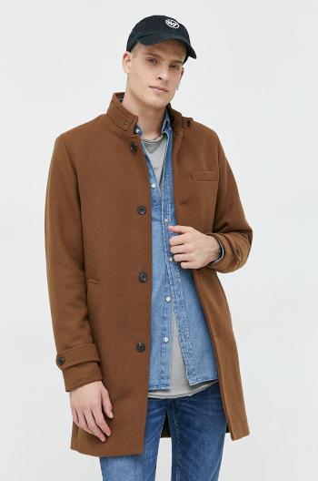 Kabát s prímesou vlny Premium by Jack&Jones hnedá farba, prechodný,