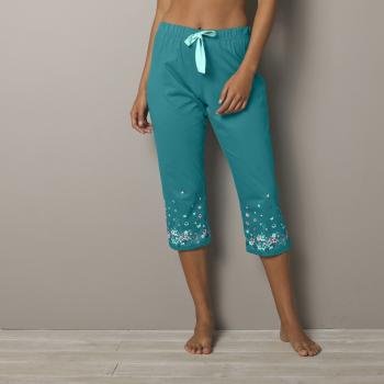 Blancheporte 3/4 pyžamové nohavice s potlačou kvetín smaragdová 50