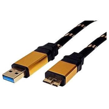 ROLINE Gold USB 3.0 SuperSpeed USB 3.0 A(M) -> micro USB 3.0 B(M),  0,8 m – čierno-zlatý (11028878)
