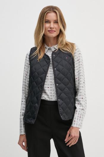 Páperová vesta Tommy Hilfiger dámska, čierna farba, prechodná, WW0WW43214