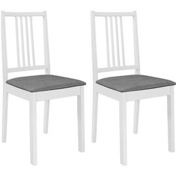 Jedálenské stoličky s poduškami, 2 ks, biele, masívne drevo (247636)