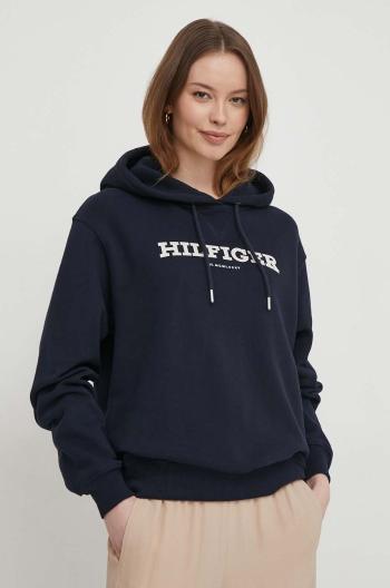 Bavlnená mikina Tommy Hilfiger dámska,tmavomodrá farba,s kapucňou,s nášivkou,WW0WW41236