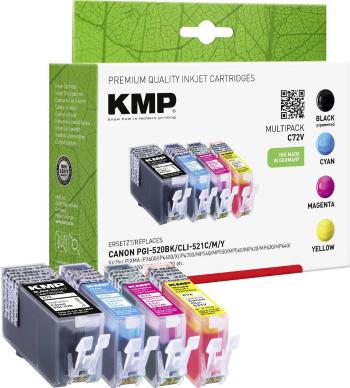 KMP Ink náhradný Canon PGI-520, CLI-521 kompatibilná kombinované balenie čierna, zelenomodrá, purpurová, žltá C72V 1508,