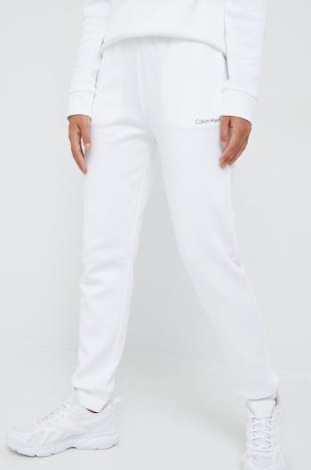 Tepláky Calvin Klein dámske, biela farba, jednofarebné