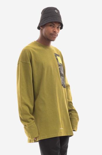 Bavlnené tričko s dlhým rukávom A-COLD-WALL* Relaxed Cubist LS T-shirt Longsleeve ACWMTS098 MOSS GREEN zelená farba, s potlačou