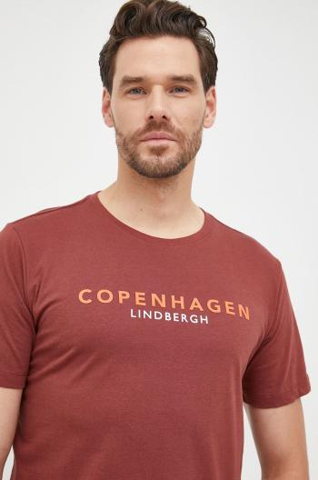 Bavlnené tričko Lindbergh bordová farba, s potlačou
