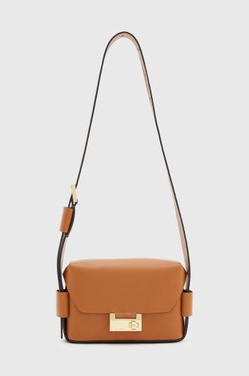 Kožená kabelka AllSaints FRANKIE CROSSBODY hnedá farba, WB572X