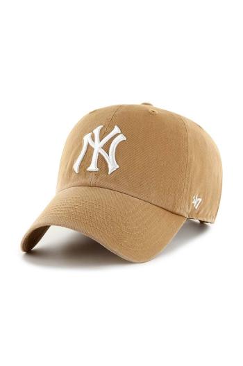 Bavlnená šiltovka 47brand MLB New York Yankees béžová farba, s nášivkou